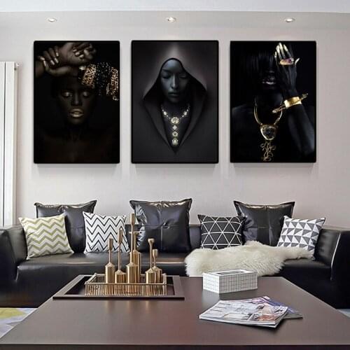 African Black Women Oil Painting On Canvas Wall Art Poster and Prints Nordic Scandinavian Art Picture For Living Room Home Decor