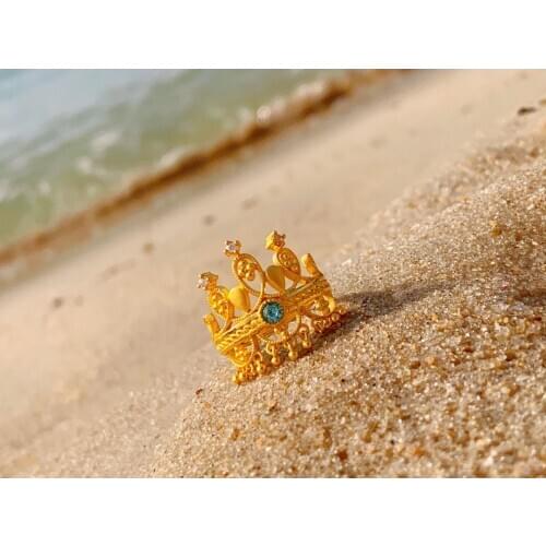 HX 24K Pure Gold Ring Real AU 999 Solid Gold Rings Elegant Shiny Heart Beautiful Upscale Trendy Jewelry Hot Sell New 2020