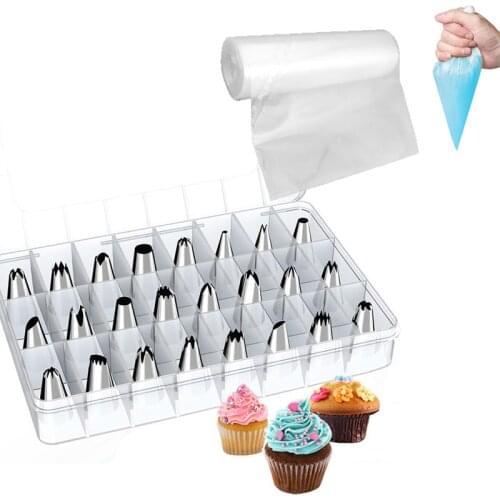 Stainless Steel Icing Pastry Nozzles Disposable Piping BagsBirthday Cake Decorating Tips Set DIY Baking Tools for Cakes