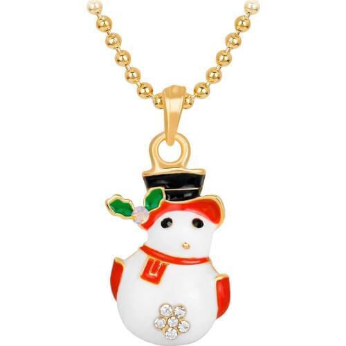 Creative pendant snowman with rhinestone necklace for Christmas