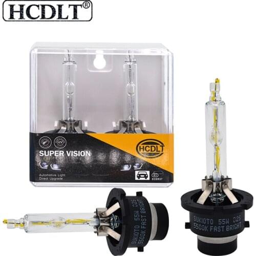 HCDLT 2PCS 55W D2S D2R Xenon HID Bulb Fast Bright 55W D4S D4R 5500K Replacement HID Lamp P32d-5 66440 66440CBI 42402 Car Lights