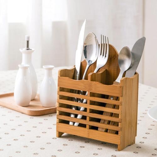 Kitchen Chopstick Tube Bamboo Chopstick Storage Box Forks Knives Draining Storage Holder Spoons Storage Rack Kitchen Organizer