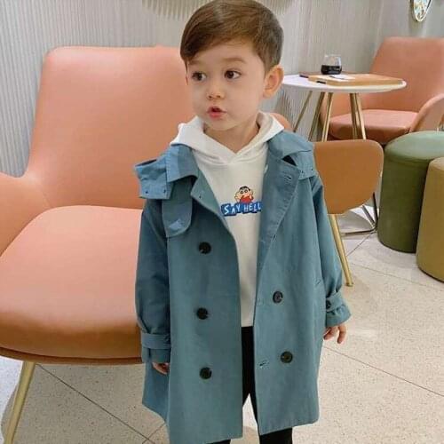 2021 Buttons Spring Autumn Boy Coat Jackets Overcoat Top Kids Teenage Gift Children Clothes Gift Formal School High Quality