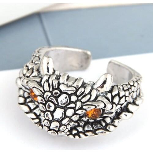 2021 Punk Ferocious Cobra Head Ring Dragon Snake Animal Ring Men Rock Hip Hop Exaggerated Ring Fashion Motorcycle Party Jewelry