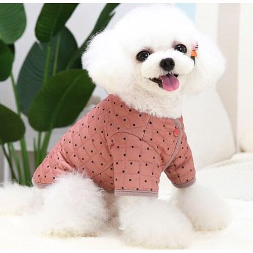 New Pet Clothes Warm Cat Dog Padded Jacket Winter Dot Pattern Kahai Kitten Clothing Pets Costume Outfit For Chihuahua Dog Coat L