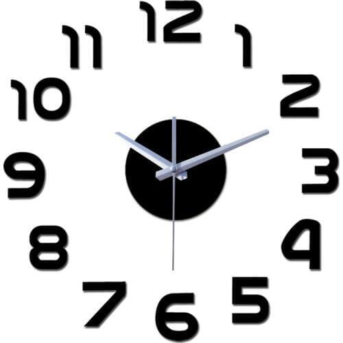 2020 new 3d diy home decoration acrylic mirror clock clocks watch wall large Quartz Needle modern living room