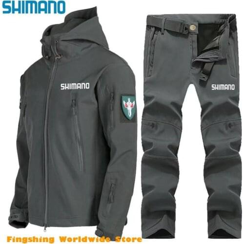New SHIMANOS Fishing Clothing Set Waterproof Fleece Warm Man Outdoor Fishing Jacket And Pants Soft Shell Clothes Fishing Wear