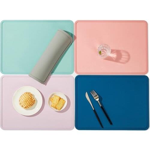 Dining Placemat Waterproof Heat Insulation Silicone Thicken Anti-slip Dinner Table Placemat Anti-scalding silicone pad