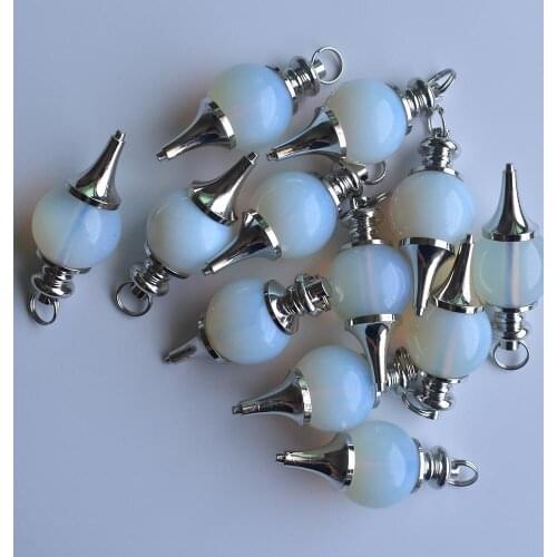 Wholesale 12pcs/lot fashion good quality opal stone ball charm pendants for necklaces jewelry making free shipping