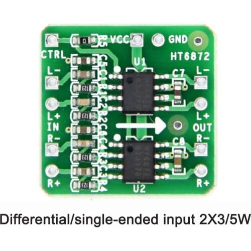 Differential Power Amplifier Board 2x3W Digital Class D Audio Power Amplifier HT6872 Differential Input 3.6-6.5V