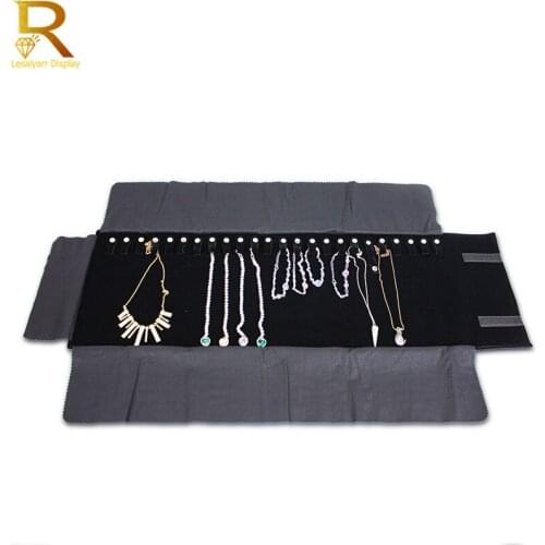 Portable Travel Jewelry Large Black Velvet Necklace Jewelry Roll Bag Jewelry Storage Bag Jewelry Organizer Case Jewelry Package