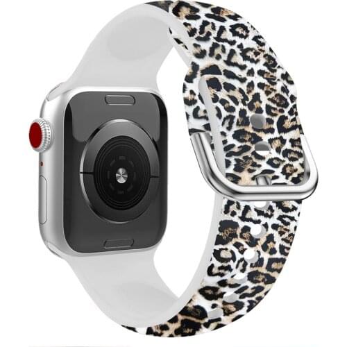 Leopard Printed Silicone Strap for Apple Watch Band 44mm 40mm 38 42mm Spots Flower Band for Iwatch 2 3 4 5 6 Bracelet Belt