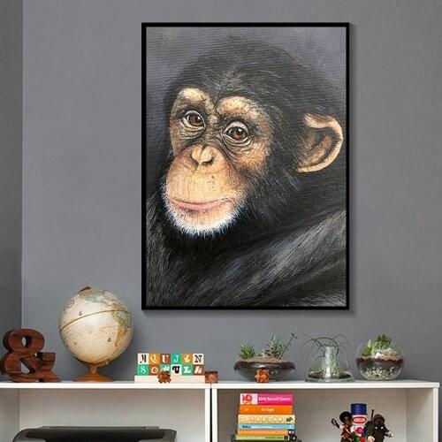 Modern Animal Monkey Picture Canvas Printed Painting Modern Funny Monkey Wall Art Poster for Living Room Decor For Living Room