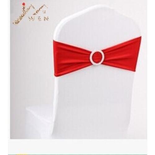 100pcs Red Elastic Lycra Chair Sash Wedding Spandex Stretch Chair Band With Plastic Round Buckle