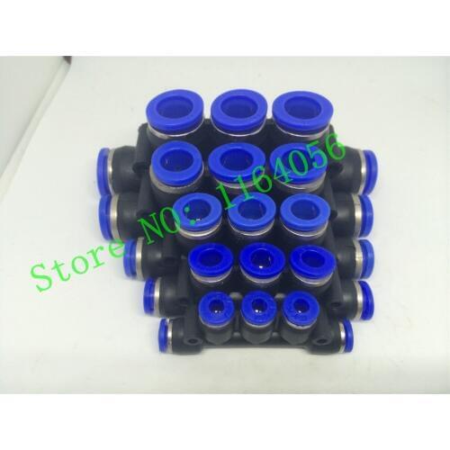 5pcs Tube OD 10mm Union Triple Pneumatic Tube Quick Connector Fitting