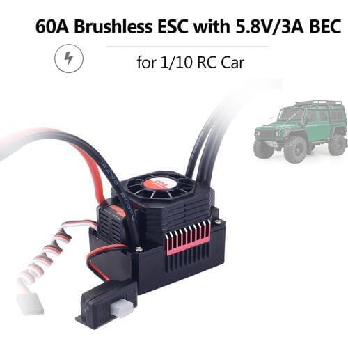 SURPASS HOBBY 60A Brushless ESC Waterproof Electronic Speed Controller for 1/10 RC Car Truck Off-road