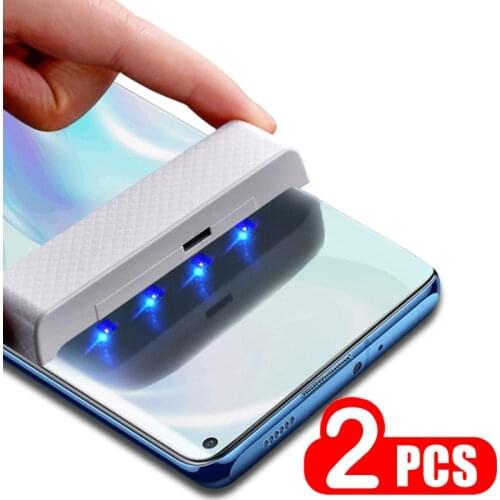 2PCS UV Liquid Glue Tempered Glass For OnePlus 8 Pro 7 Case Screen Protector Cover for One Plus 7 8 Pro Oneplus7 Glass Film 7T 8