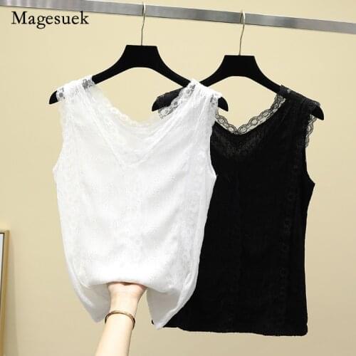 Women Tank Top Summer Lace Vest Camisole 2021 New Womens Plus Size Clothing Loose Strapless V-neck Sleeveless Tops Blusas 14734