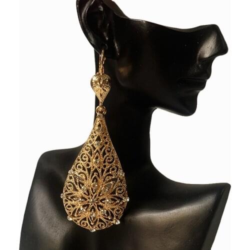 Arab fashion large leaf earrings for womens earrings French hook gold bridal earrings in luxurious droplet shape gilt