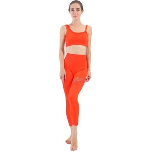 Women 2pcs Seamless Yoga Set Sport Suit Gymwear Workout Clothes Bra Gym Crop Top High Waist Leggings Fitness Sports Wear