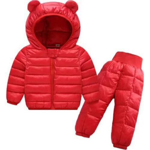 Unisex Baby Winter Fashion Clothing Sets Kids Girls Boys Warm Cute Down Coat Jackets + Pant 2PCS Snowsuits Children Clothing