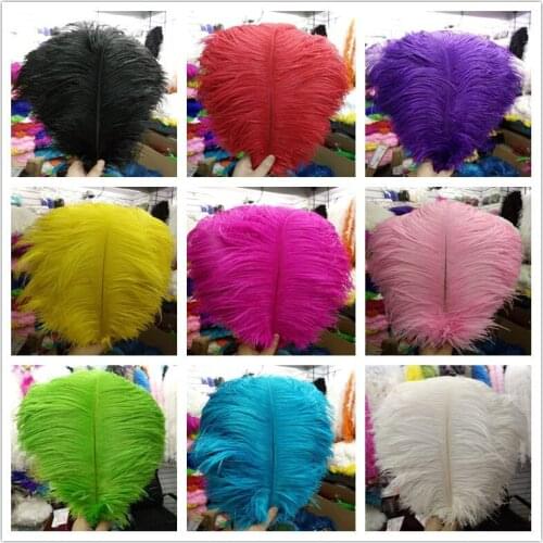 10 Pcs 20-25CM Beautiful cheap colored Ostrich Feathers For Crafts plumes Jewelry Making Wedding Decoration Black White Feather