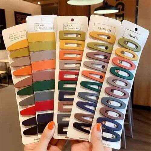 10pcs/set Women Solid Color Hairclip Set Fashion Duckbill Hair BB Clip Girl Headwear Candy Colors Hairpins Hair Accessories