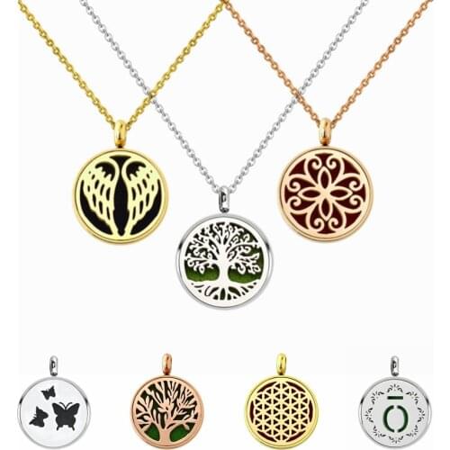 12mm Aroma locket Necklace 316L Stainless Steel Aromatherapy Essential Oil Diffuser Perfume Locket Pendant Jewelry