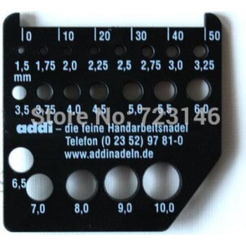 Addi Needle Gauge 1.5mm - 10mm + ruler and cutter, new from Germany