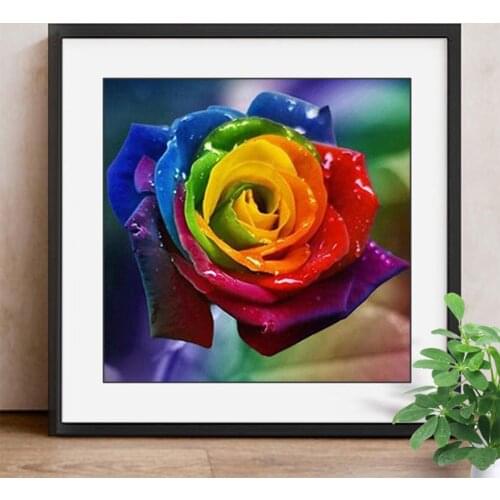 Full Squre Diamond Embroidery Colourful Rose 5D Diamond Painting Cross Stitch Flower Rhinestones Home Decor Gifts