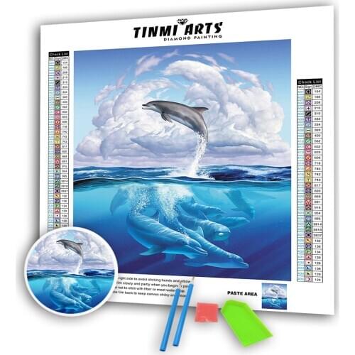 Full Round Drill Diamond Painting 5D Dolphin Sea Diamond Art Embroidery Animal Mosaic Handmade New Arrival Home Decoration