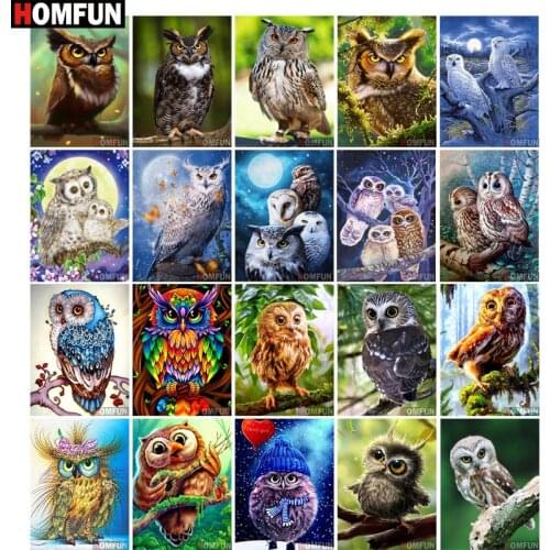 HOMFUN Full Drill Diamond Painting "Animal owl scene" DIY Picture Of Rhinestone 5D Diamond Embroidery Cross Stitch Decor