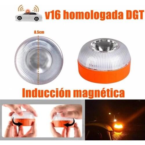 Emergency Light V16 Homologated DGT Approved Spain Car Flash Traffic Safty Light Rechargeable Magnetic Switch Strobe Signal Lamp