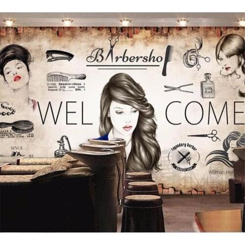 Beibehang Custom wallpaper murals 3D fashion Europe and America retro brick wall personality barber shop background wall