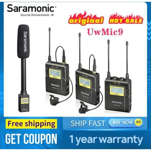 Saramonic UWMIC9 Broadcast UHF Camera Wireless Lavalier Microphone System Transmitters +One Receiver for DSLR Camcorder