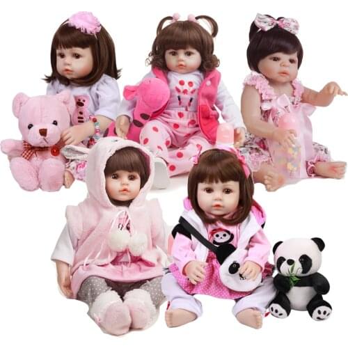 Big discounts 18 '' Full Silicone Body Realistic Newborn Baby Lifelike Bebe Reborn Dolls For Children Birthday Gift Toy
