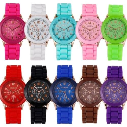 Geneva three-eye silicone watch sports and leisure mens and womens watches fashion fashion digital elegant ladies watches