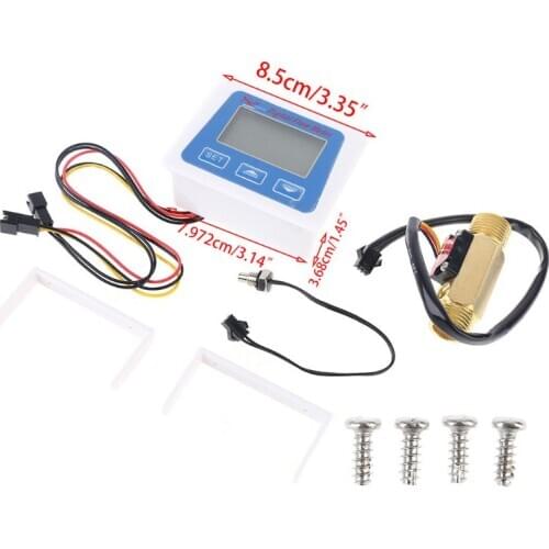 Digital Lcd Display Water Flow Sensor Meter Flowmeter Rotameter Temperature New
