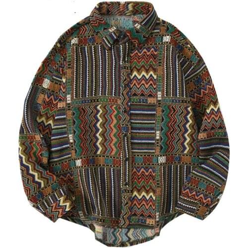 Color Hawaiian Shirt Pattern Long Sleeve Vintage Shirts Streetwear Hip Hop Harajuku Casual Loose Cotton Shirts Camisa Masculina