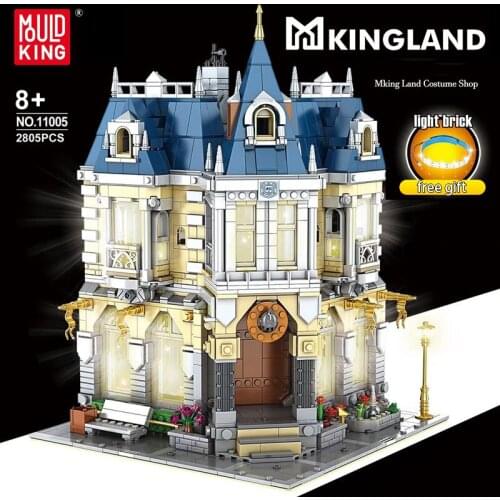 Kids Educational DIY Toys Streetview Building Blocks The MOC Costume Shop With Led Light Assembly Bricks Christmas Children Gift