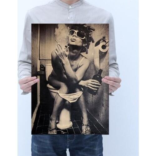Wild girl TOILET /kraft paper/bar poster Wall Stickers/Retro Poster/decorative painting