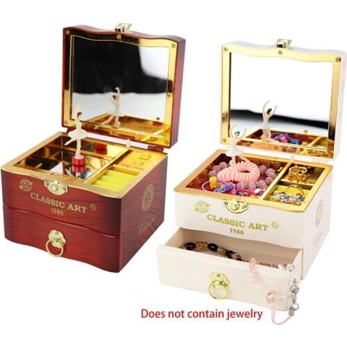 DIY Music Box Jewelry Box Rotating Ballerina Dancing Girl Bedroom Mirror Table Jewelry Storage Crafts Decoration Ornaments