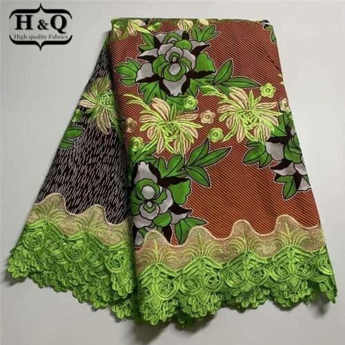 H&Q 2021 Newest African Batik Tissue Cloth Lace Wax Brocade Printed Fabrics Guipure Ankara Lace Materials 6 Yards Sewing H0636