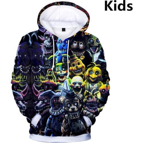 3 To 14 Years Kids Hoodies FNAF 3d Printed Boys Girls Hoodie Five Nights At FNAF Cartoon Sweatshirt Casual Children Clothes