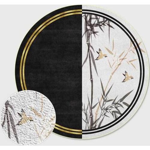 Round Carpet For Living Room non-slip area Rug Home Door Mat Ink painting bamboo printing carpet bedside Bedroom Decor floor mat