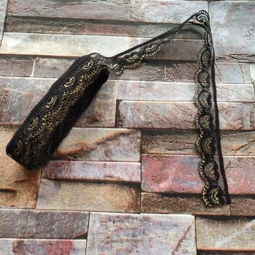 Wholesale 10 yards Pretty 22mm Width Black and Golden Lace Ribbon Embroidery Lace DIY Jewelry Decoration Clothing Accessories