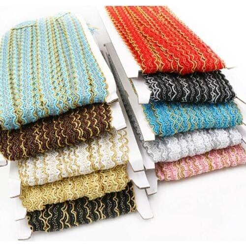 6Yards/lot 1.5cm gold wire bilateral s-shaped wave lace accessories DIY clothing curtain decoration home textile accessories