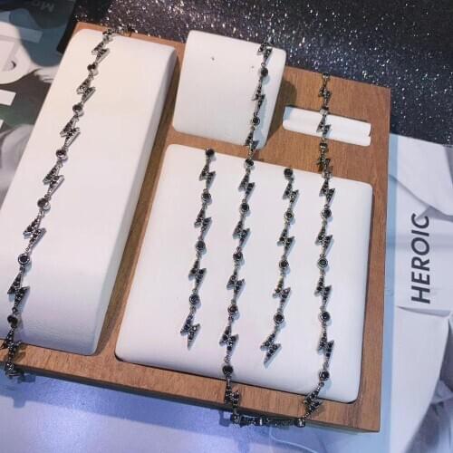 Trendy lightning Chain Dainty Necklace Earring Bracelet set personality Stackable set for women Wedding Bijoux e7239