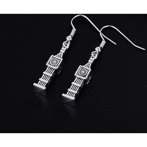 Trendy Vintage Bell Tower Shape Dangle Earrings for Women Girl Retro Drop Earrings Cute Small Object Earring Jewelry Bijoux