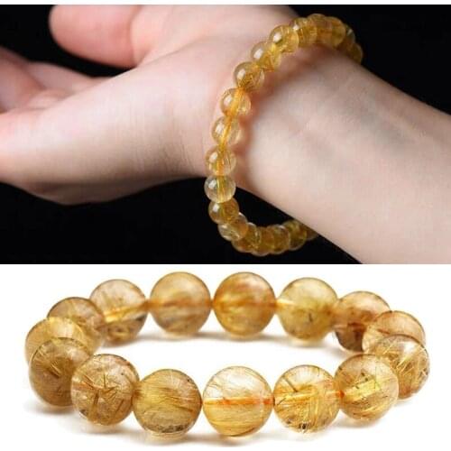 Natural Jewelry Yellow Citrines Stone Quartz Loose Beads Bracelet Charms Yoga Men and Women Meditation Amulet Gemstone Bracelet
